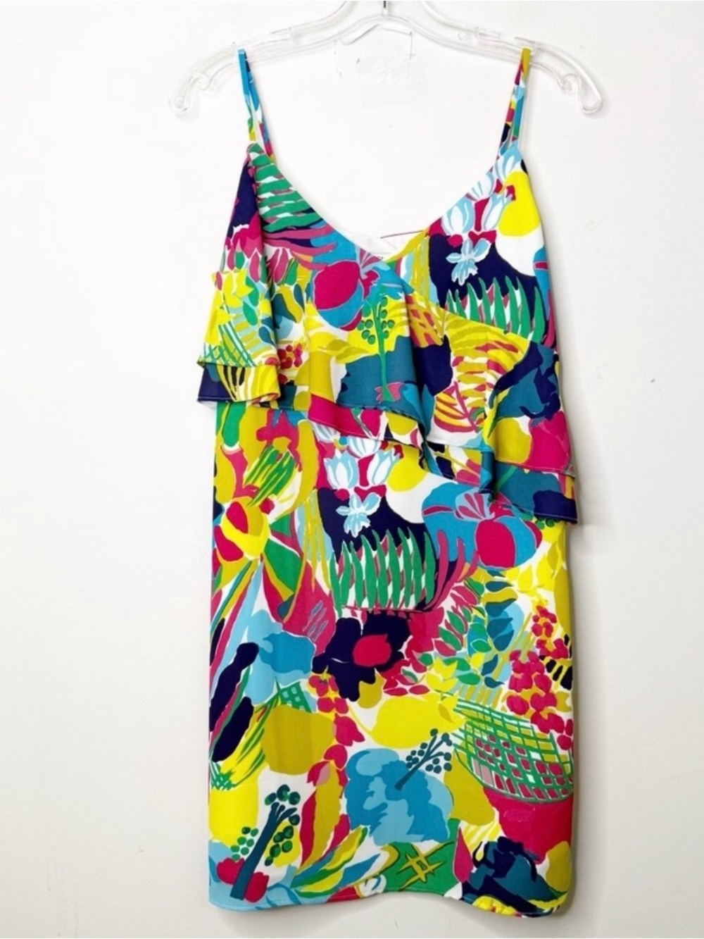 J. CREW | Tropical Floral Print Ruffle Front Cami Dress Sz 6 Summer Vacation - Picture 2 of 6